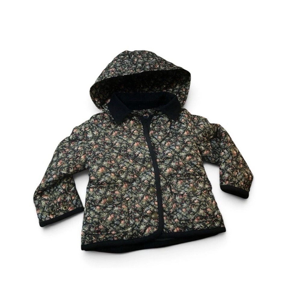 Polo Ralph Lauren 7 Coat Girls Floral Water-Resistant Barn Quilted Jacket Hooded